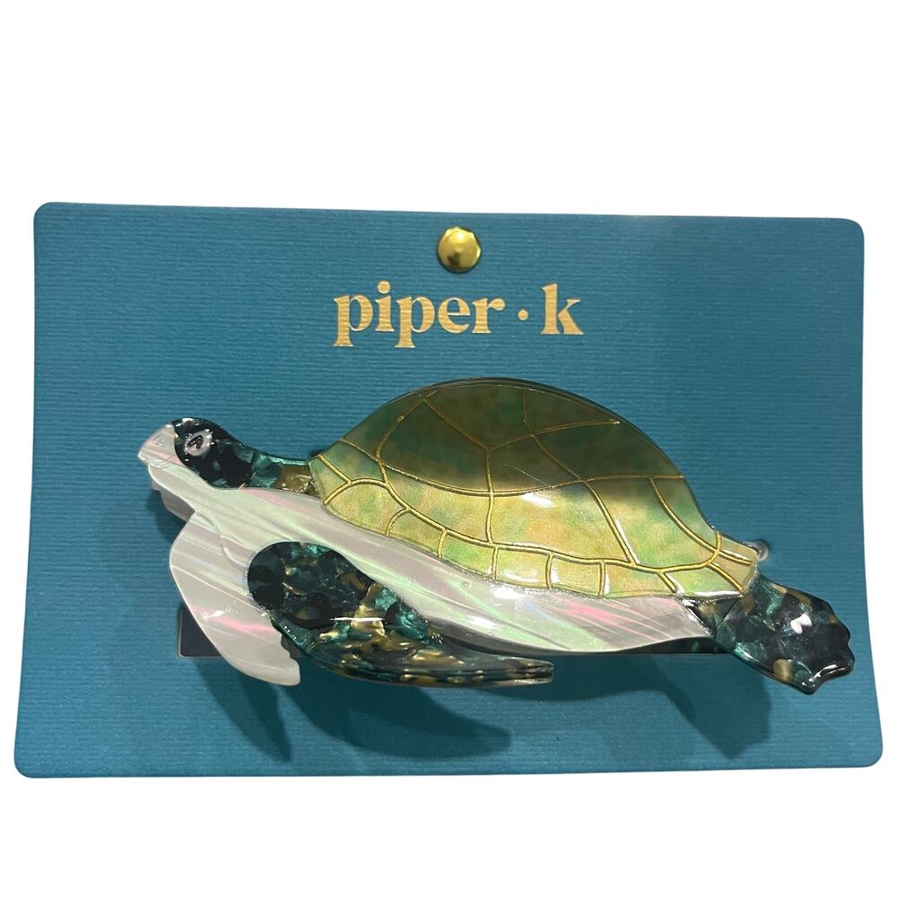 NWT Piper K Sea Turtle Hair Claw Clip Viral Green Glitter Ocean Beach Accessory